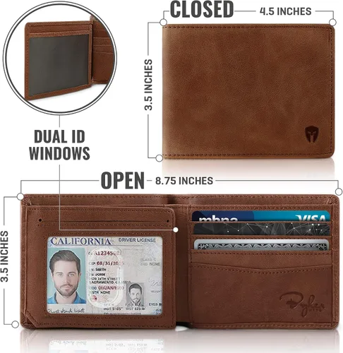 Vista 4 de Billetera de dos espacios para identificación, sostenedor de RFID, compartimento para tarjetas de capacidad extra, lo mejor en protección