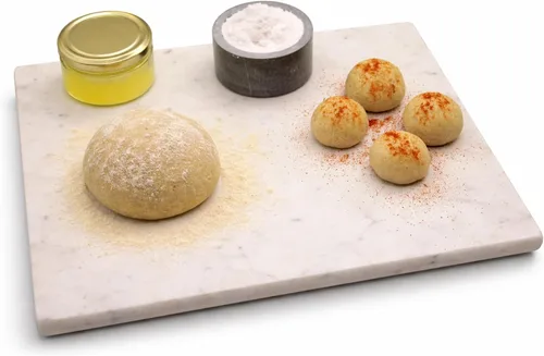 Vista 12 de Tabla de mármol blanco - Tabla de quesos Bandeja de madera de acacia para charcutería, queso, carnes, frutas, galletas Tabla de cortar, bandeja