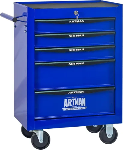 Vista 19 de Runboll Caja de herramientas con 4 cajones con taquilla, 20.9 pulgadas de profundidad de metal movible con cerradura, caja de almacenamiento