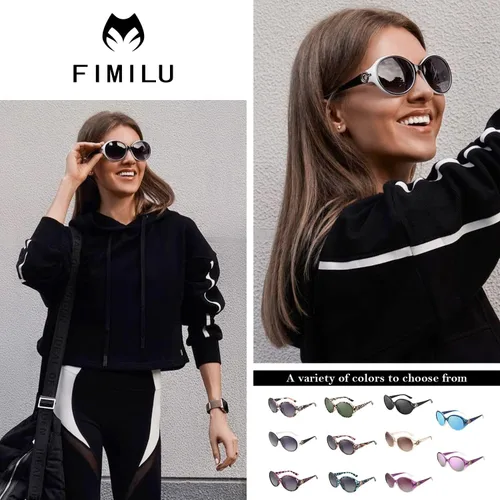 Vista 3 de FIMILU Lentes de sol polarizados para mujer, lentes de sol vintage, de gran tamaño, con protección UV400