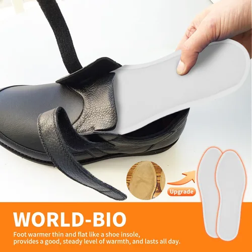 Vista 4 de WORLD-BIO Calentadores de pies desechables, 10 pares, calentador activado por aire, seguro, natural, de larga duración, 8 horas, calentadores
