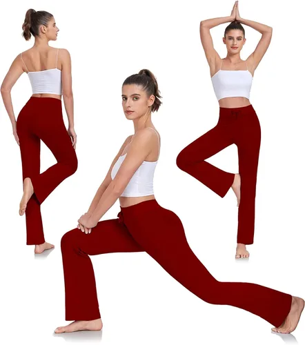Vista 4 de ADANIKI Pantalones largos de modal y cómodos con cordón para mujer, pierna recta, para yoga, correr, deportes