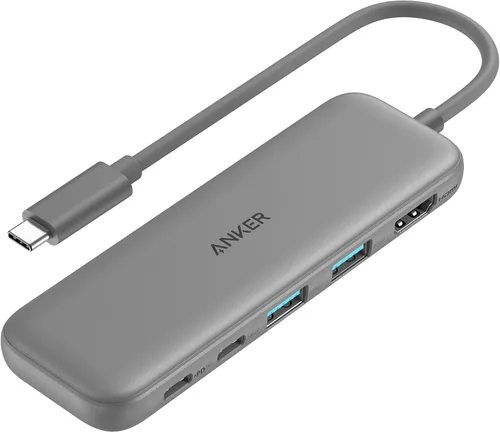 Vista 10 de Anker Hub USB C, divisor USBC a HDMI 5 en 1 con pantalla 4K, 1 puerto USB-C de 5 Gbps alimentado y 2 puertos de datos USB-A 3.0 de 5 Gbps