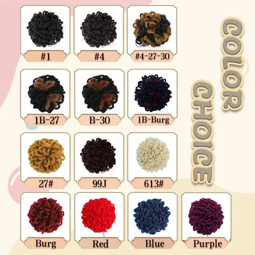 Vista 8 de DreadLocks Chignons Afro High Puff Cola de Caballo con Cordón Moño de Cabello Postizos Faux Locs Chignons con Clip Cola de Caballo para Mujeres 1B/27