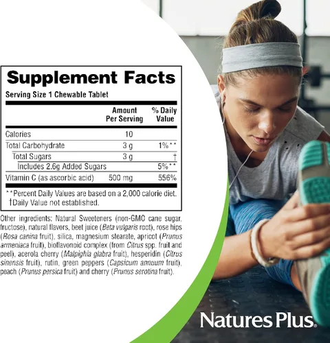 Vista 6 de NaturesPlus Lovites - 90 tabletas masticables en forma de corazón - 500 mg de vitamina C - Sabor natural a frutas - Vegano, sin gluten - 90 porciones