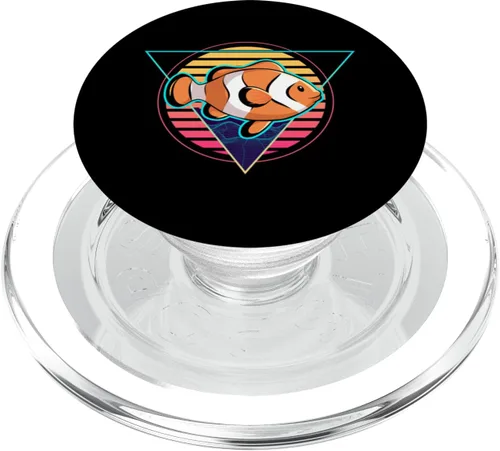 Vista 7 de Clown Fish Futuristic Synthwave Vaporwave Aquarium Clown PopSockets Adhesive PopGrip