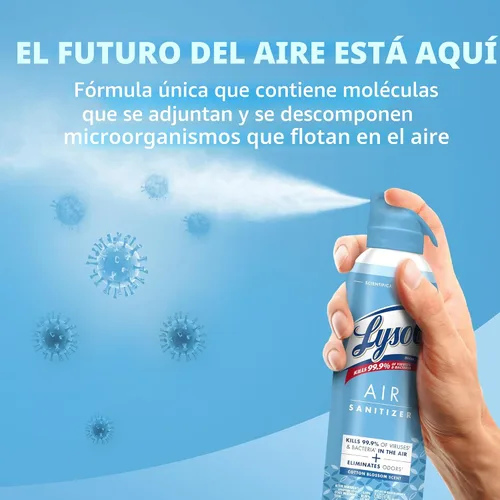 Vista 6 de Lysol Air - Desinfectante en aerosol con eliminador de olores para el hogar y la oficina, aerosol desinfectante, alternativa a ambientador, aroma a