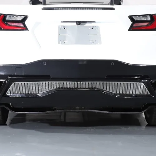 Vista 3 de Rejilla de entrada de aire para parachoques trasero compatible con Chevrolet Corvette C8 Stingray Z51 2020-2023 acero inoxidable 2 piezas
