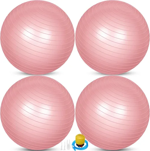 Vista 18 de Leyndo 4 pelotas de ejercicio de yoga de 26 pulgadas, para pilates, embarazo, parto, fitness, con bomba rápida, antiestallido, para mejorar