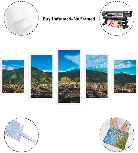 Vista 2 de HPUXSYIO Art - Póster artístico de pared de 5 piezas, arte de paisaje, Parque Nacional El Ávila, pintura en lienzo, póster de arte de pared