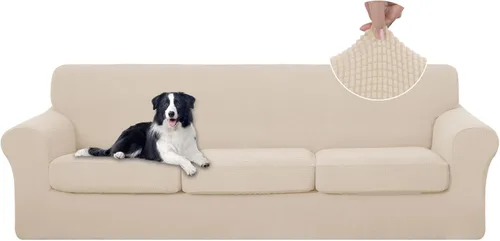 Vista 49 de U-NICE HOME Funda elástica para sofá de 3 piezas, funda de sofá lavable con cojín de asiento individual para sofá de 2 cojines, apta para mascotas