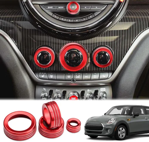 Vista 5 de Auovo Cubiertas de perilla de volumen para MINI Cooper - Compatible con anillos de interruptor de aire acondicionado 2014-2022