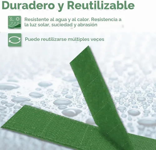 Vista 5 de Corbata de jardín con correa verde que soporta plantas suaves con las plantas, diseño precortado, rasgable, reutilizable, resistente, multiusos