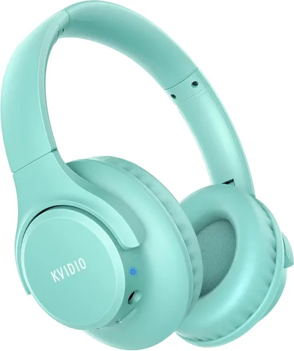 Vista 13 de KVIDIO Auriculares Bluetooth sobre la oreja, 65 horas de reproducción, inalámbricos con micrófono, auriculares ligeros plegables de baja latencia