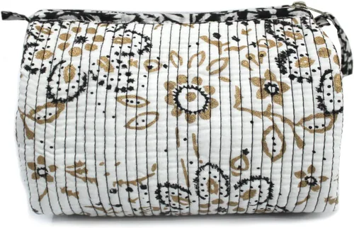 Vista 5 de INDIAN CRAFT CASTLE ICC - Neceser de aseo resistente al agua, bolsa de cosméticos de maquillaje, contenedor de tamaño completo, organizador de Beige