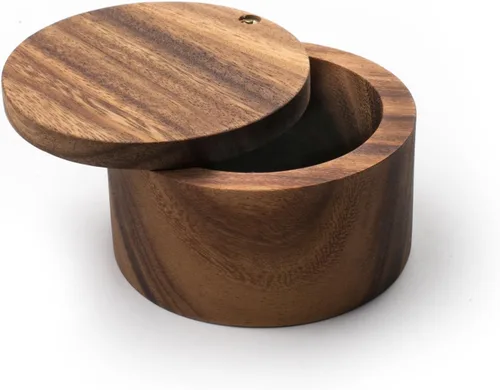 Vista 7 de Ironwood Gourmet 28221 Recipiente para guardar la sal de los Apalaches, madera de acacia, 4 x 4 x 2.5 pulgadas, marrón
