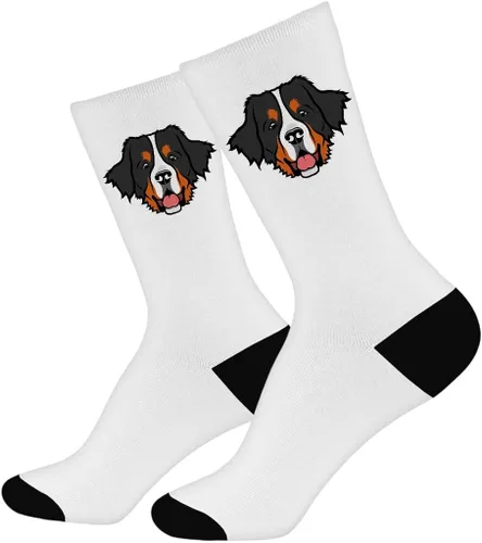 Vista 2 de Calcetines de cara de perro de montaña bernesa - Calcetines novedosos gráficos, calcetines de diseño de perro