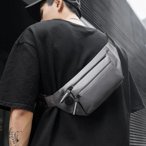 Vista 2 de Riñonera negra para hombres y mujeres, bolsa cruzada de moda para viajar al aire libre, A1-gris, Moda