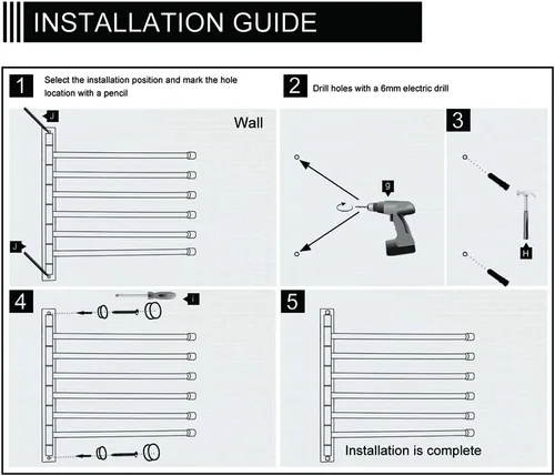 Vista 5 de GERZWY - Toallero de baño con brazo giratorio montado en la pared, con 6 brazos, organizador para toallas, acero inoxidable SUS 304, acabado negro
