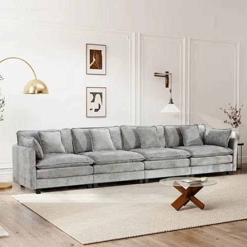 Vista 80 de Sofá seccional modular convertible de 76.7", sofás de dos plazas de chenilla con asiento profundo y cojines tipo loveseat para sala de estar, Beige
