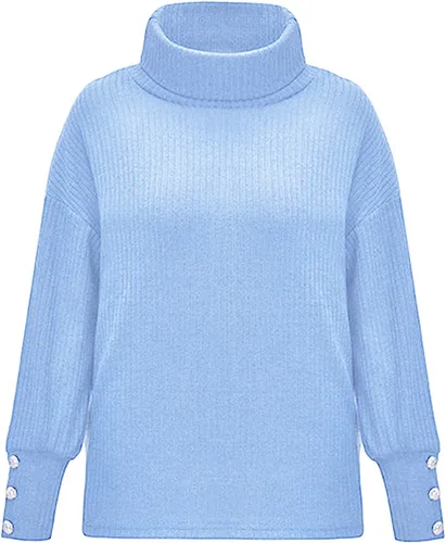 Vista 3 de Ropa de moda 2023 para mujer, cuello redondo, manga larga, de gran tamaño, casual, acogedora, de punto, suave, suéter tipo túnica