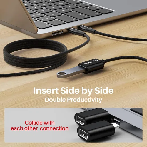 Vista 3 de Cable USB C a USB hembra de 2 pies, tipo C macho a USB A 3.1 hembra OTG, transferencia de datos de 5 Gbps, compatible con MacBook Pro/Air, iPhone 17