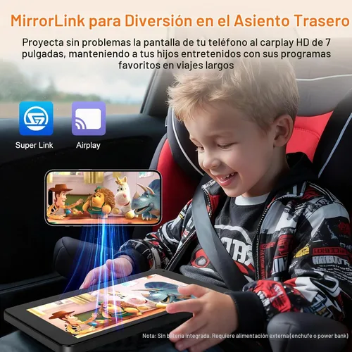 Vista 4 de Cámara de coche para bebé con pantalla inalámbrica CarPlay de 7 pulgadas, compatible con Apple CarPlay y Android Auto, cámara de coche de visión