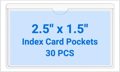Vista 117 de 30 PCS Clear Self Adhesive Plastic Label Pockets, Top Loading Business & Library Index Card Holders, Peel and Stick Sleeves for Storage Bins, Totes