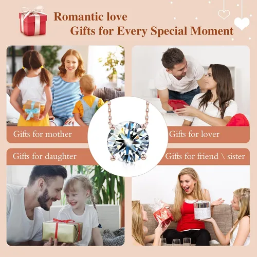 Vista 8 de Collar de diamantes para mujer, joyería con colgante de moissanita para regalos, collar de joyería de diamante de plata, regalos para el día de San