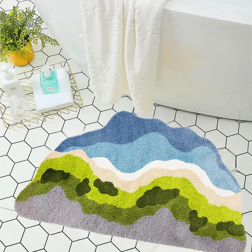 Vista 9 de LEVINIS Moss - Alfombra de baño con diseño de musgo, antideslizante, suave y absorbente de agua, 31 x 20 pulgadas