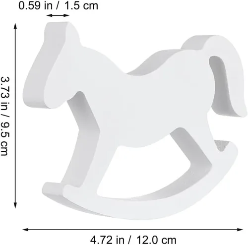 Vista 4 de ULTNICE Pequeño caballo mecedora de madera juguetes para niños - blanco