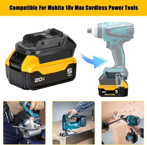 Vista 7 de Adaptador de batería convertidor DM18M para batería Dewalt 20V y Milwaukee