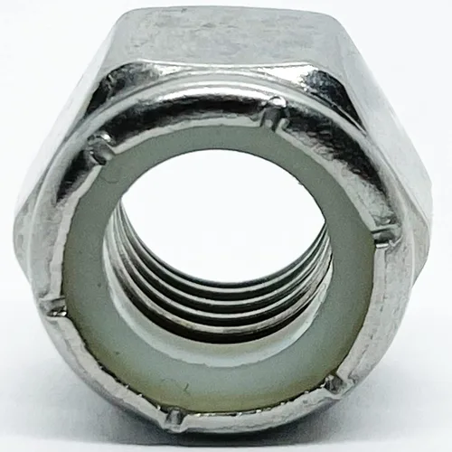 Vista 3 de 100 - Tuerca hexagonal de nailon y rosca de acero inoxidable - para pernos de 1/2 pulgada - Tuercas de seguridad de calidad (100)