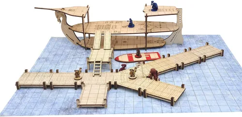 Vista 7 de Battle Ship Terrain + D&D Bridge, Muelle, Pasarela Set para Calabozos y Dragones, Pathfinder, D&D y RPG de mesa