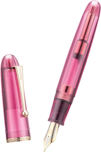 Vista 6 de Jinhao 9019 - Pluma estilográfica serie Dadao con borde dorado acrílico negro #8 punta mediana con convertidor grande para escritura, firma