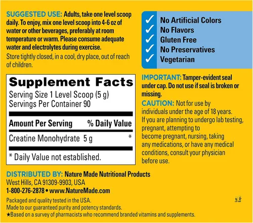 Vista 9 de Nature Made Monohidrato de creatina micronizada en polvo 0.18 oz por