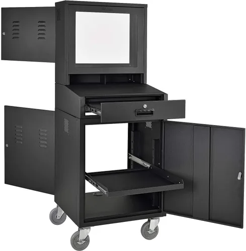 Vista 2 de Global Industrial Gabinete de computadora LCD de seguridad móvil, negro