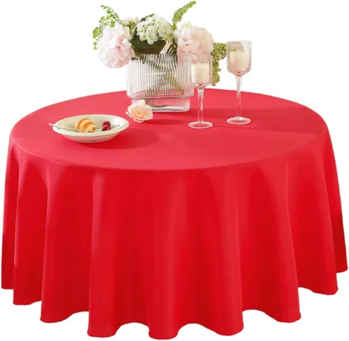 Vista 17 de Paquete de 2 Manteles Redondos de 120 Pulgadas de Carbón, Mantel de Poliéster Lavable para Uso en el Hogar, Fiestas, Bodas o Restaurantes. Gris
