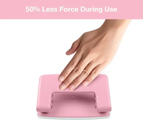 Vista 2 de Perforadora de 2 agujeros, perforadora para manualidades, herramienta de perforación de doble agujero, perforadora manual de hojas sueltas, Rosa