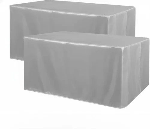 Vista 18 de Obstal Paquete de 2 manteles negros ajustables para mesas rectangulares de 4 pies, resistente al agua, lavable, tela de poliéster