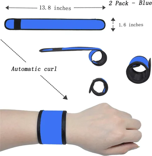 Vista 3 de Pulseras LED que brillan con luz para el brazo, bandas de muñeca intermitentes de alta visibilidad, luces de equipo de seguridad para ciclismo