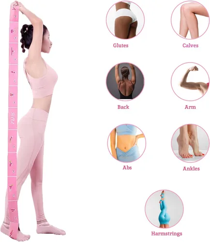 Vista 4 de Elastic Yoga Stretching Strap with 11 Loops, 2 PCS Stretch Straps for Physical Therapy, Pilates Stretch Band, Leg Stretching Strap, Elastic Exercise