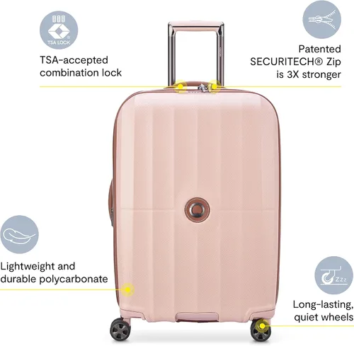 Vista 2 de DELSEY Paris St. Tropez Hardside - Maleta extensible con ruedas giratorias, Rosado, St. Tropez Hardside - Maleta extensible con ruedas giratorias
