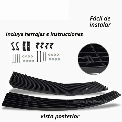 Vista 3 de Combo de insertos de rejilla cromada Billet para Ford Mustang V6 Premium 2005-2009 parrilla delantera 2 piezas de aluminio horizontal