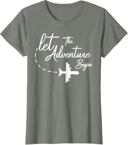 Vista 13 de Let The Adventure Begin - Camiseta inspiradora en modo de viaje en avión, Negro, S