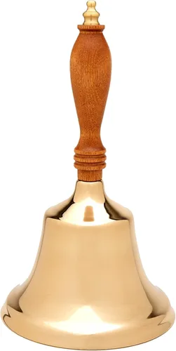 Vista 9 de Campana de mano de latón macizo 2HB Mango de madera dura de Nueva Inglaterra Elegante campana de llamada manual Fabricantes de ruido