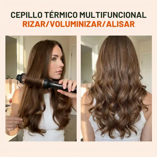 Vista 7 de NONK - Cepillo térmico 2 en 1 y rizador, cepillo redondo calentado de 1.5
