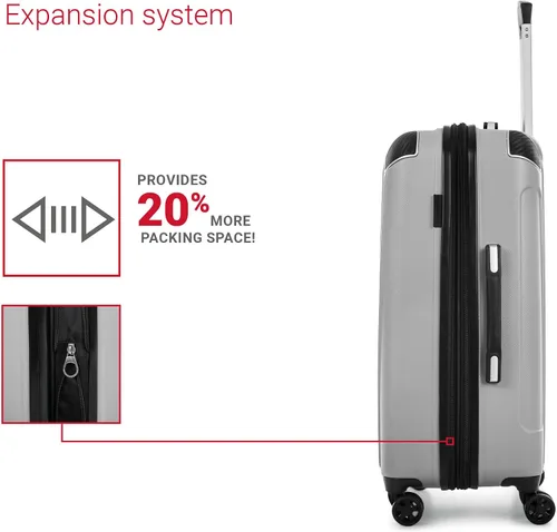 Vista 4 de Swiss Mobility PVG Collection - Juego de equipaje rígido de 3 piezas, maletas expandibles con ruedas giratorias de 360 grados, mango retráctil