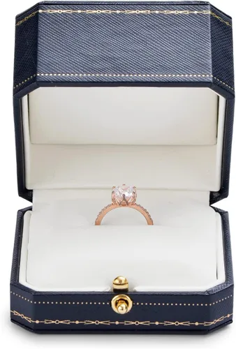 Vista 3 de Oirlv Noble - Caja de anillo de compromiso, caja de regalo de joyería, caja de soporte octogonal para anillos