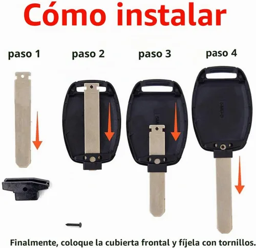 Vista 2 de Funda de Reemplazo para Llavero de Entrada sin Llaves, Compatible con Honda Accord/Civic EX/Pilot/CR-V (Negro)